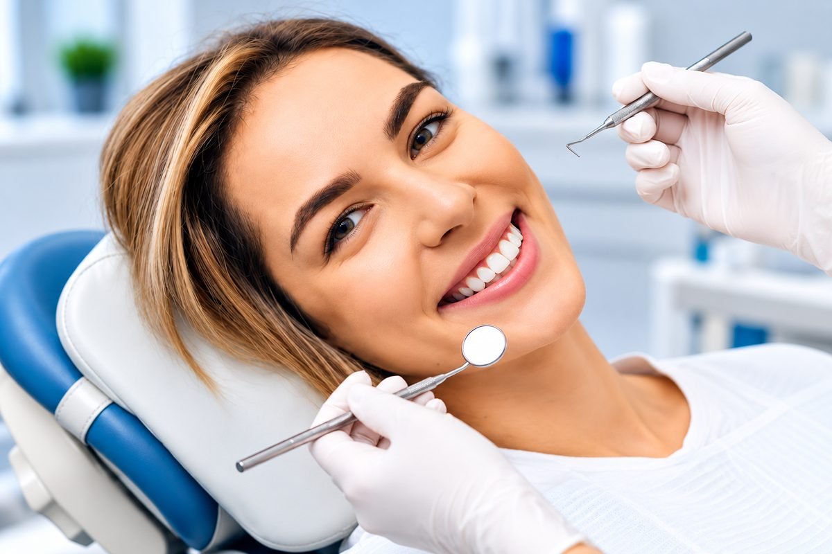 Patiente souriante après un traitement esthétique